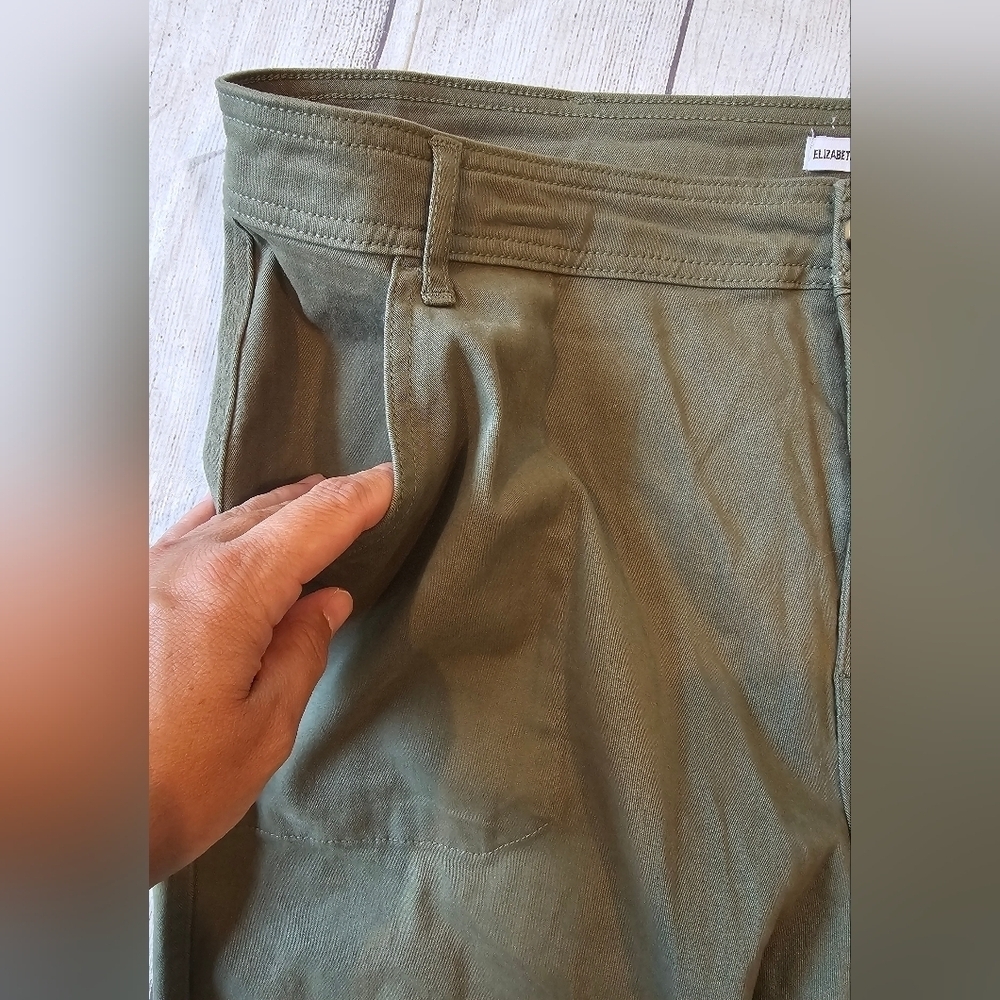 Elizabeth and James Women's Size 16 Green Casual Pant Cotton Career Pockets - Picture 6 of 9